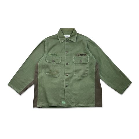 Patchwork US Army Utility Shirts  / パッチワーク ユーエス アーミー ユーテリティシャツ [古着リメイク](カーキ)