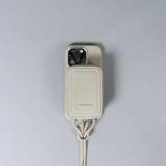【再入荷】レザーストラップ付iPhoneアクセサリー - マイクロバッグ (ホワイトベージュ)