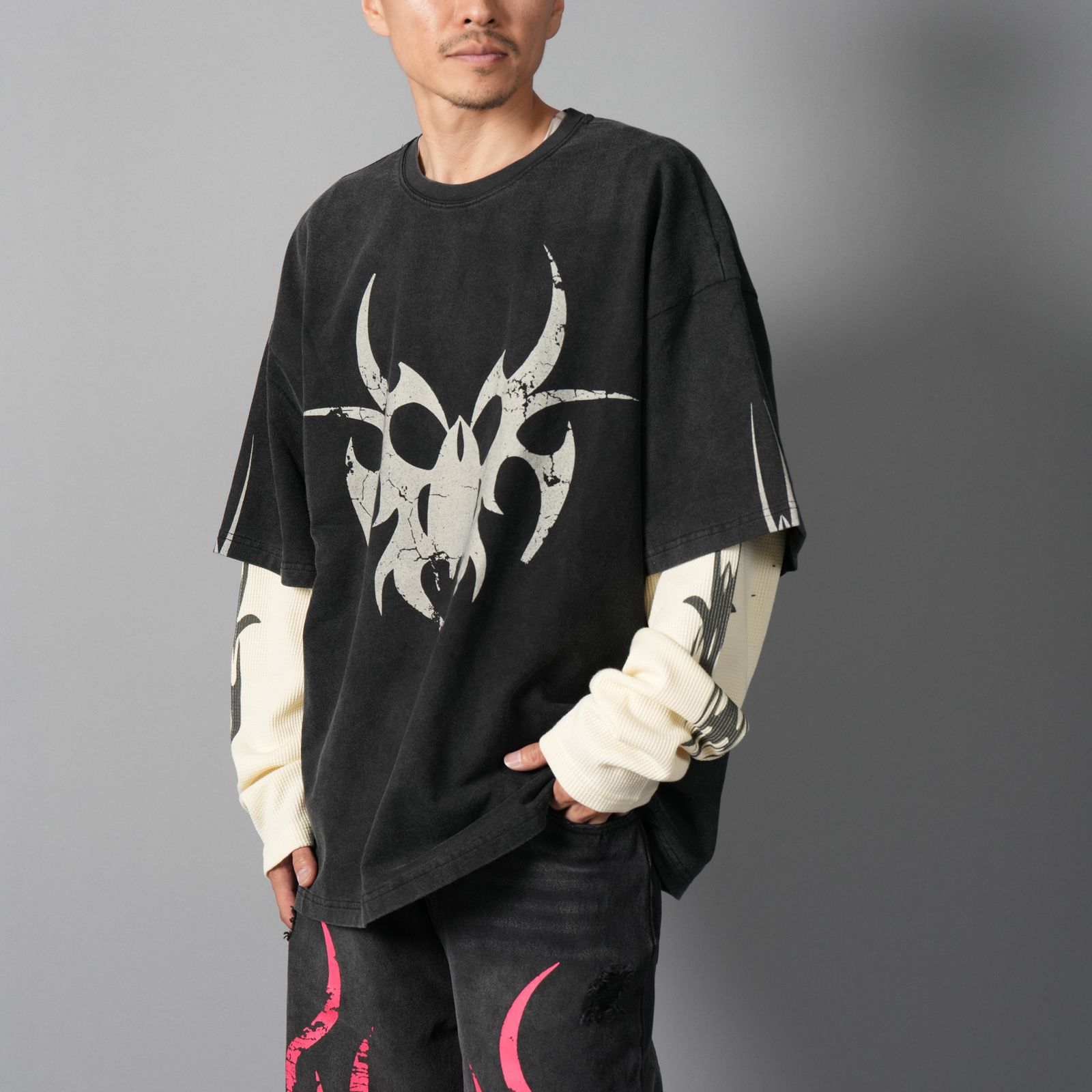 Roach Layered Longsleeve / ローチ レイヤード ロングスリーブ (クリーム/ブラック)