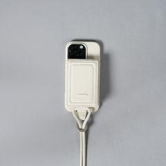レザーストラップ付iPhoneアクセサリー - ウォレット (マシュマロ)