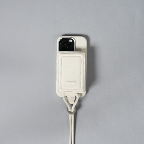 レザーストラップ付iPhoneアクセサリー - ウォレット (マシュマロ)
