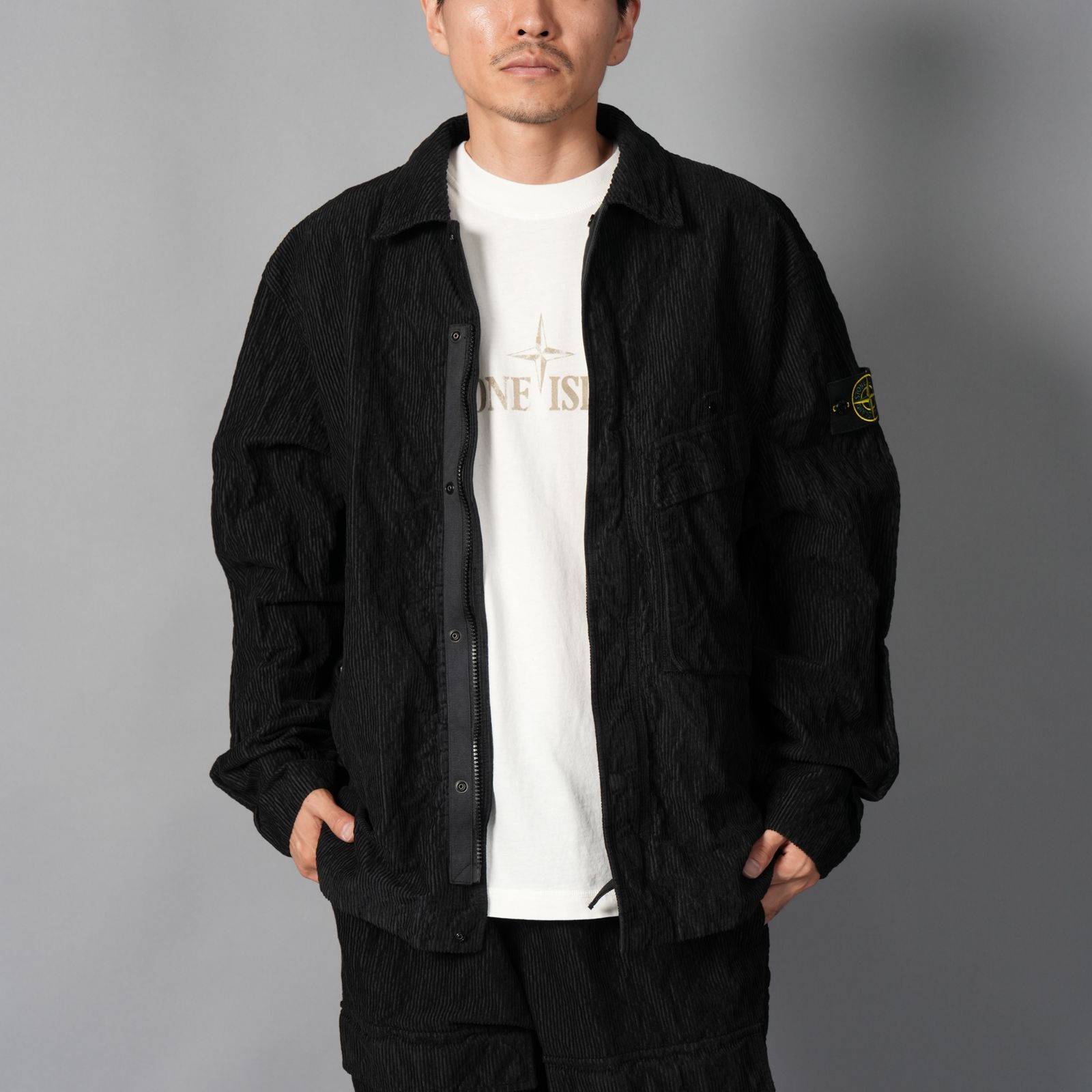 1200020 / WRINKLED CORDUROY 500-TC / オーバーシャツ・コーデュロイシャツ (ブラック)
