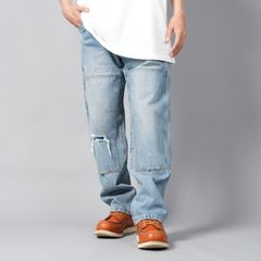 【ラスト1点】PLAIN DENIM PANTS / プレーン デニムパンツ / ダブルニー (インディゴ)