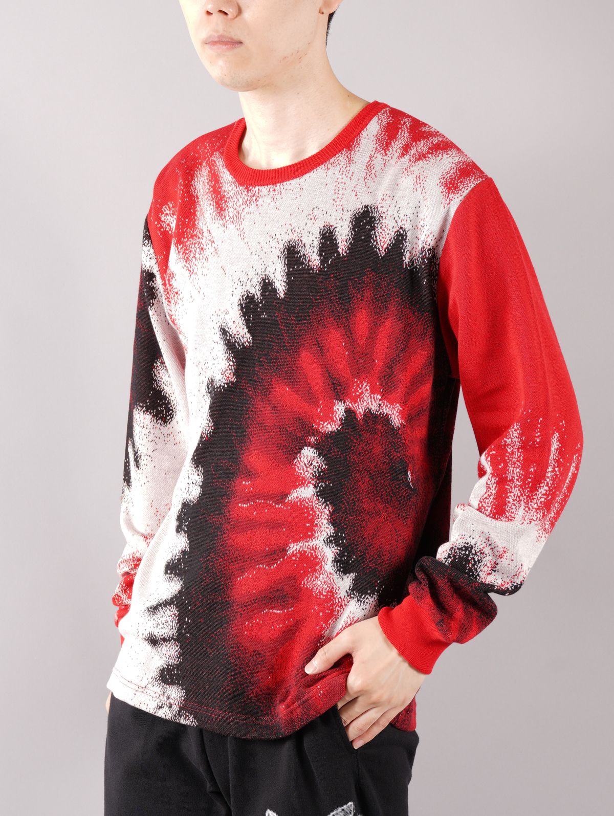 ラスト1点 / TIE DYE JQ KNIT / タイダイ ジャガード ニット (レッド)