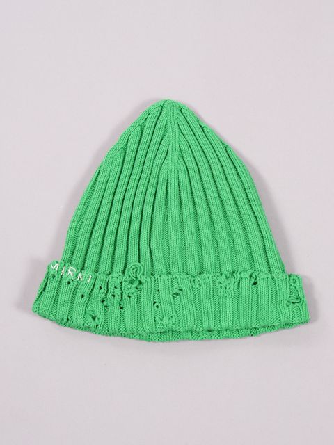 【ラスト1点】ニットキャップ (ニット帽) / 刺繍ロゴ / ライム / ユニセックス