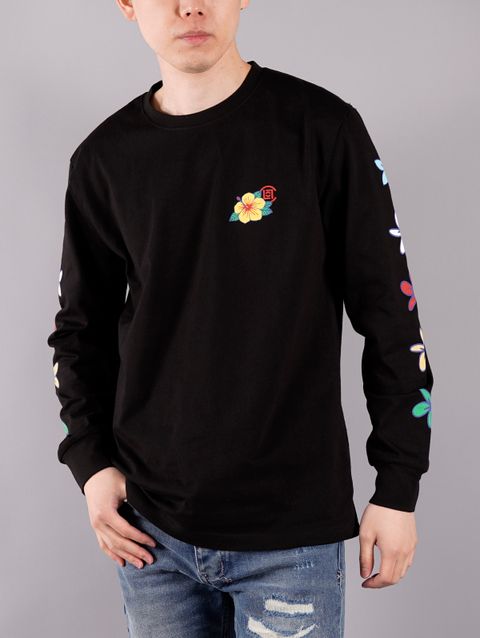 FLOWERS PRINT LS TEE / フラワーズ プリント ロングスリーブ ティー (ブラック)