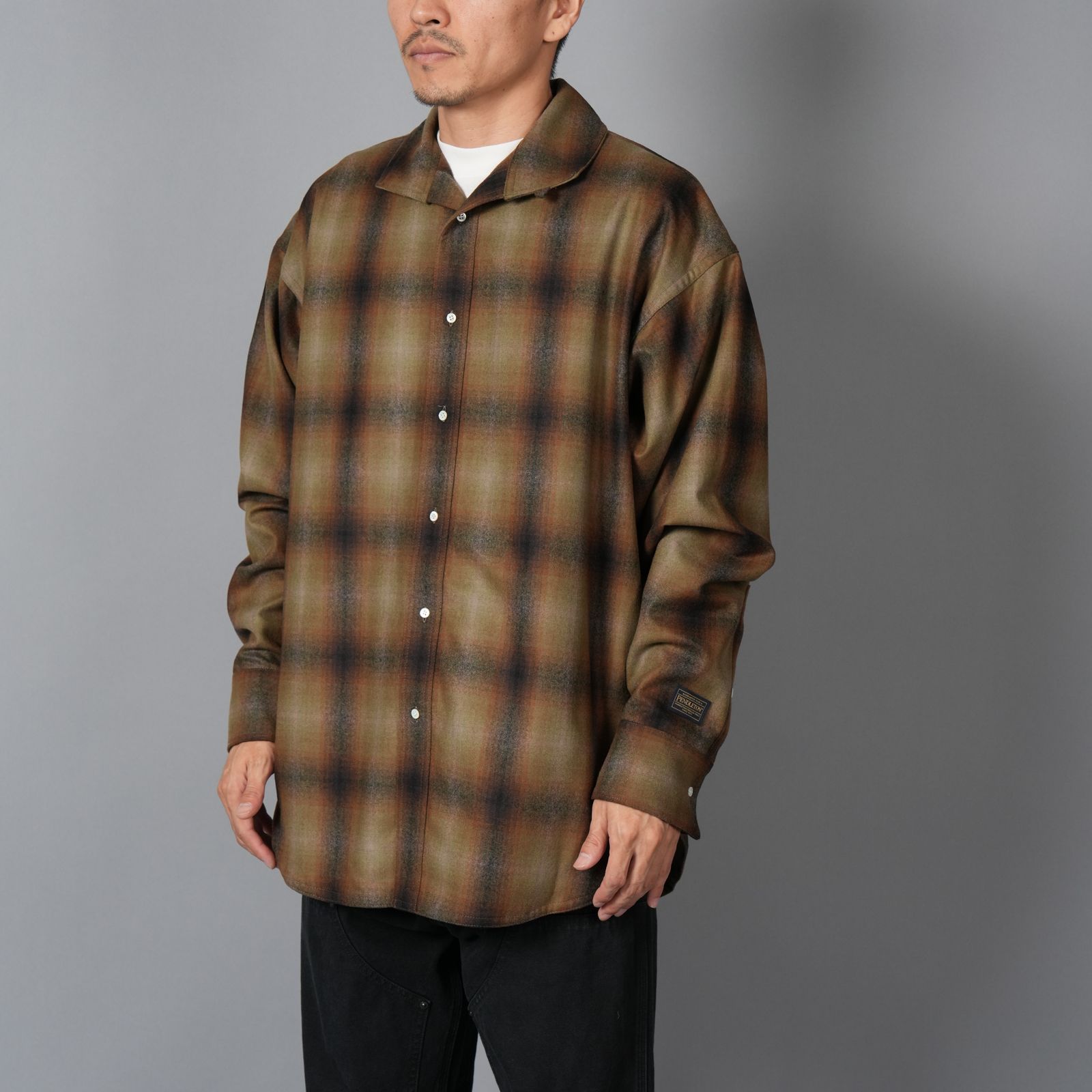 【限定】Basicks x Pendleton x DELUXE / Shadow Check Shirt / シャドウ チェックシャツ (カーキ)