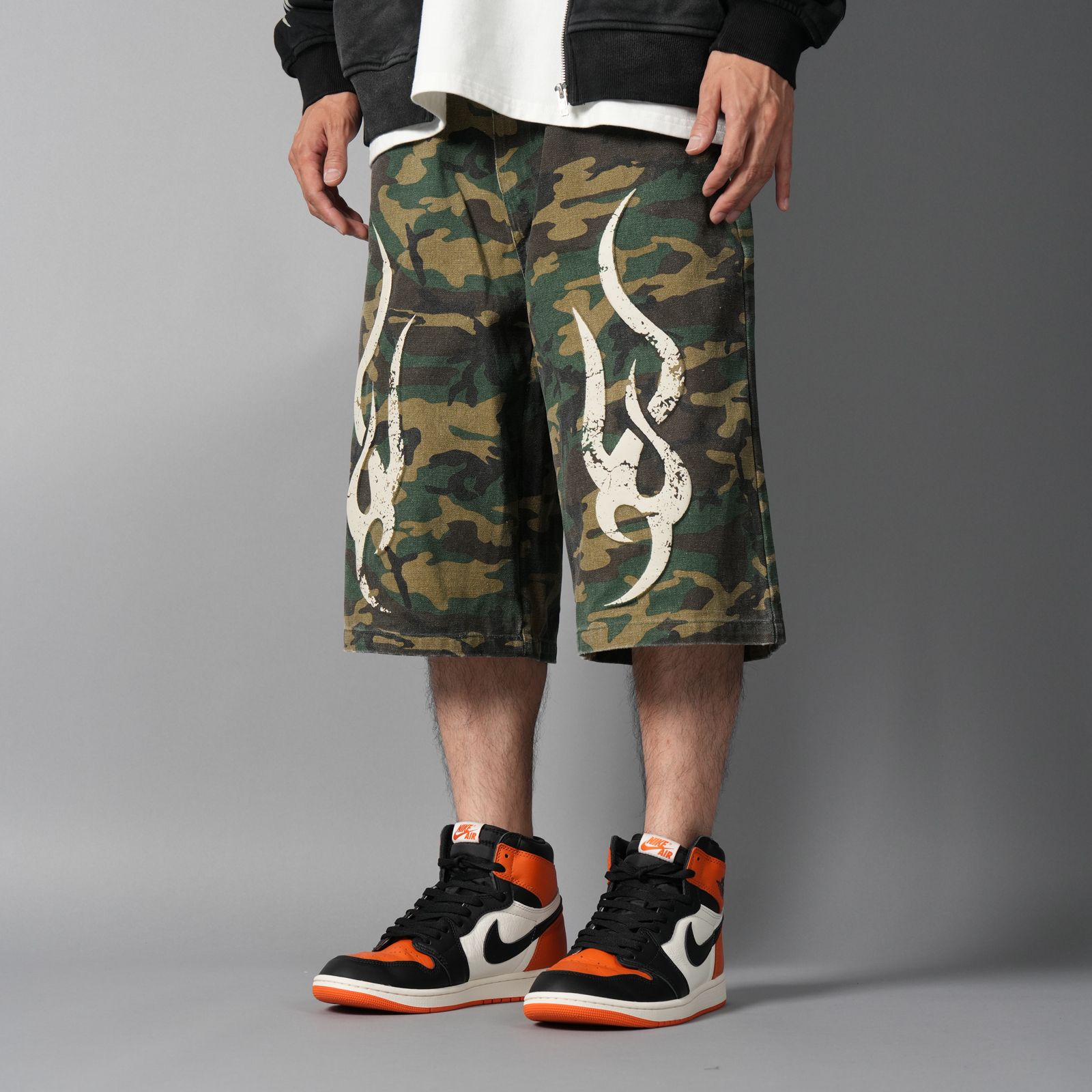 【ラスト1点】 3D Tribal Denim Five-pocket Shorts / スリーディトライバル デニム ファイブポケット ショーツ (ウッドランドカモ)