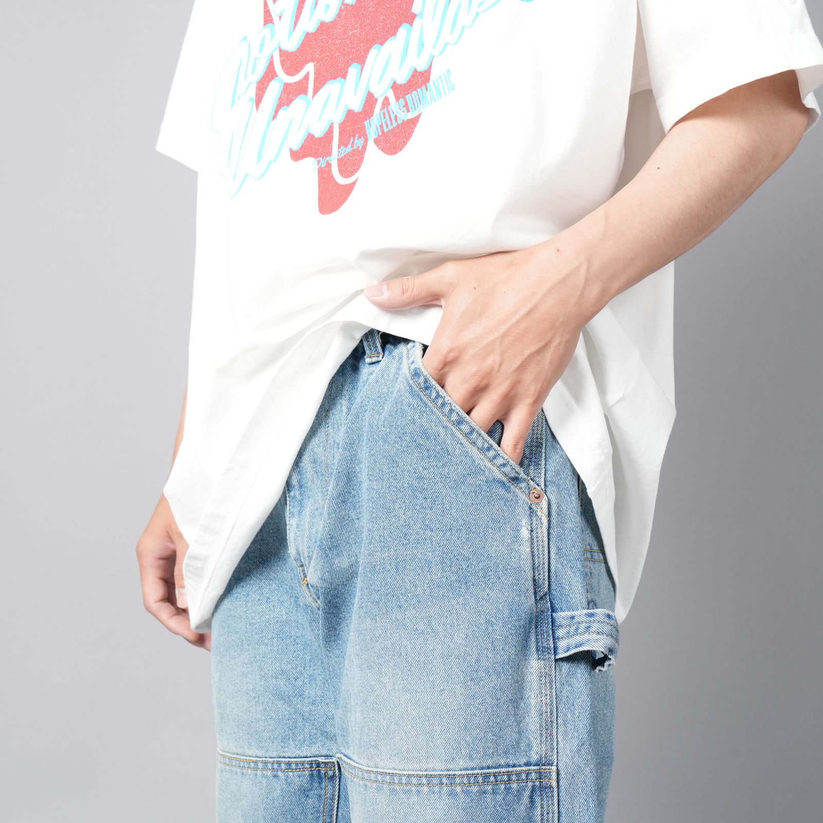 【ラスト1点】PLAIN DENIM PANTS / プレーン デニムパンツ / ダブルニー (インディゴ)
