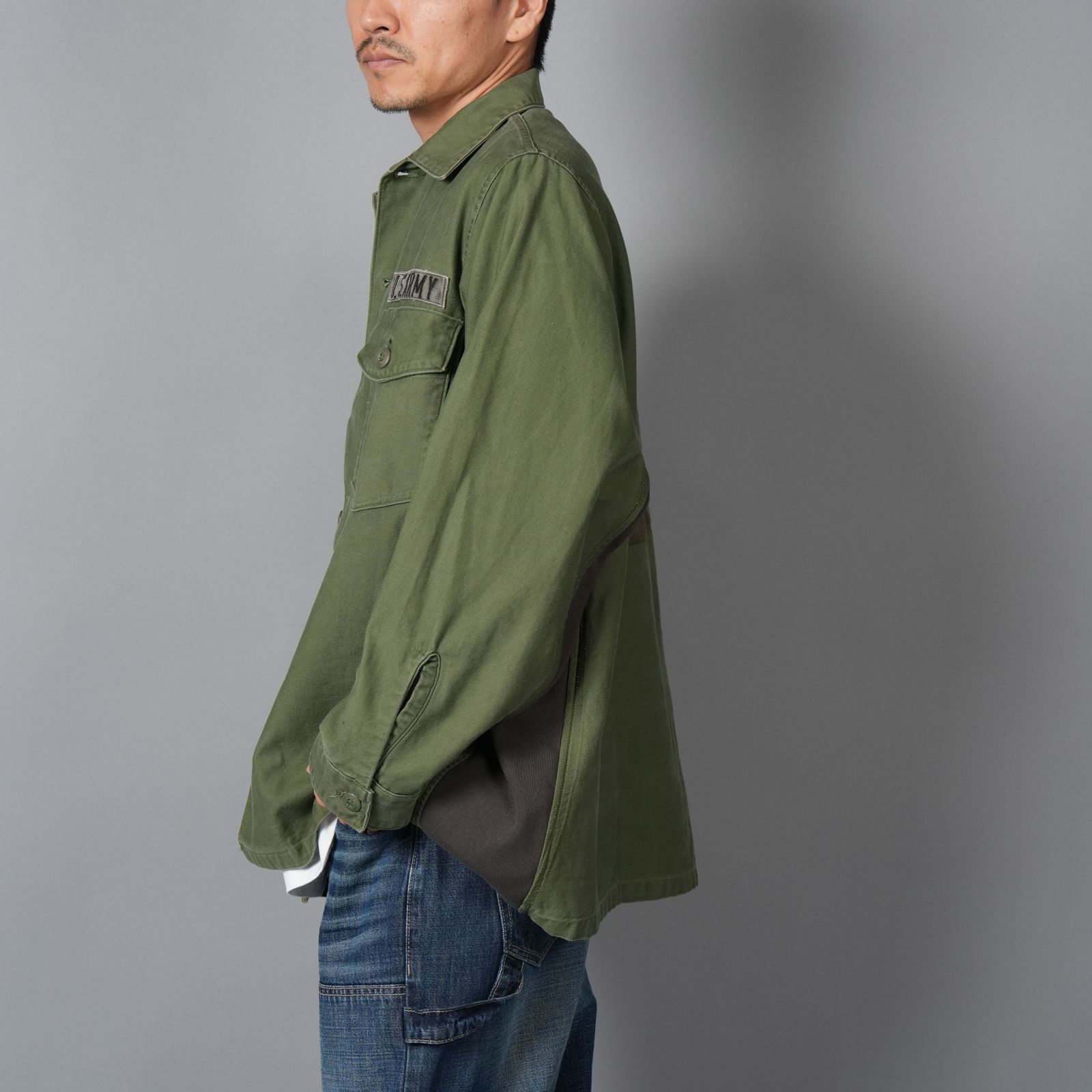 Patchwork US Army Utility Shirts  / パッチワーク ユーエス アーミー ユーテリティシャツ [古着リメイク](カーキ)