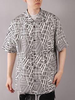 PRINTED LOGO SILK HAWAIIAN SHIRT / プリンテッド ロゴ シルク ハワイアン シャツ(ホワイト)