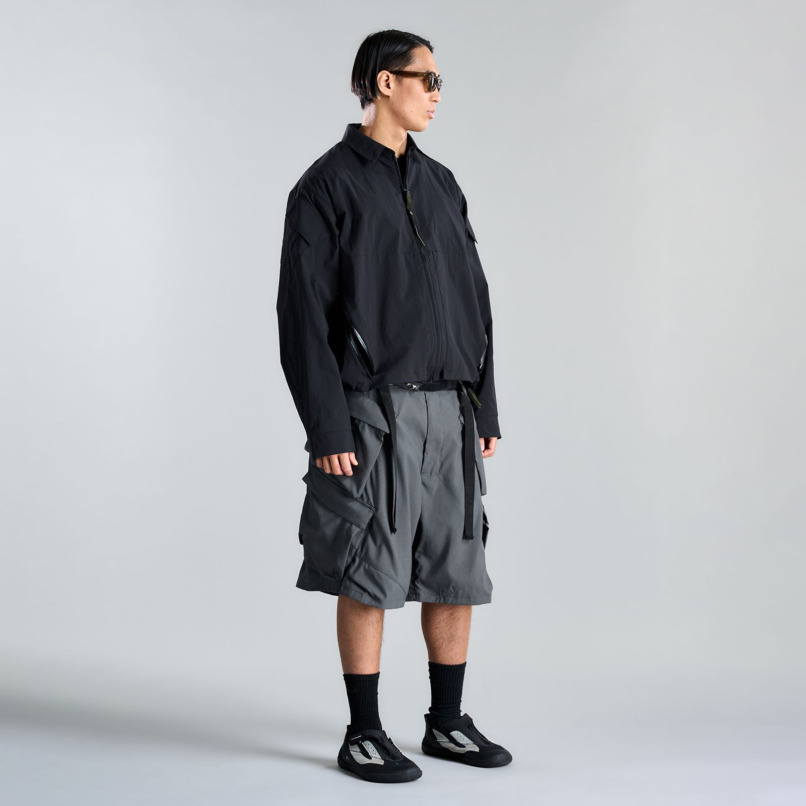 LA12-M / NYLON STRETCH SHIRT JACKET / ナイロンストレッチシャツジャケット [ストレートフィット] (ブラック)