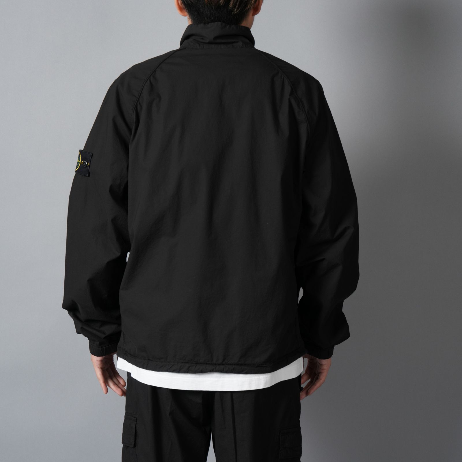 6100044 STRETCH COTTON TELA 'PARACADUTE' / トラックジャケット (ブラック)