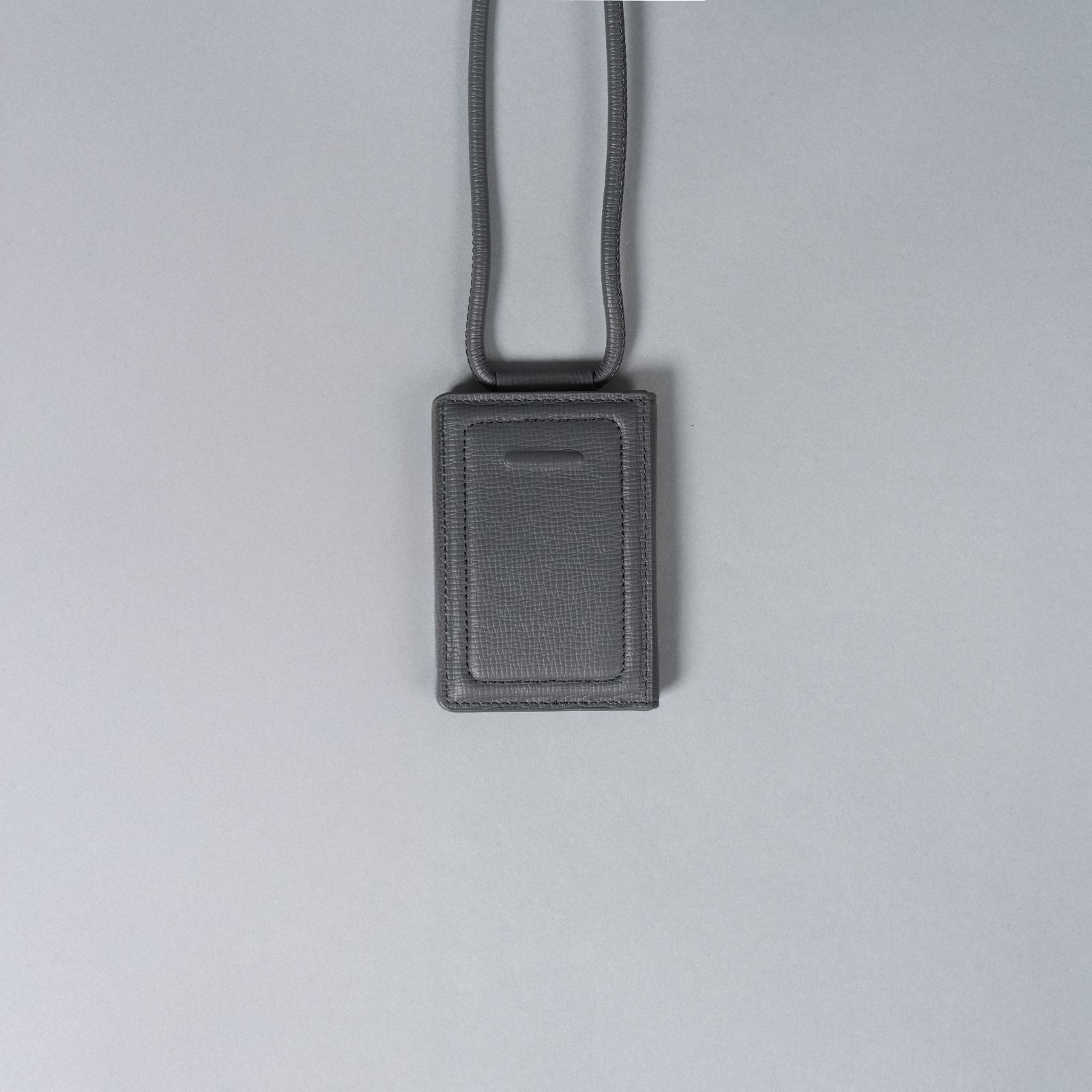 レザーストラップ付iPhoneアクセサリー - カードケース (グレー)