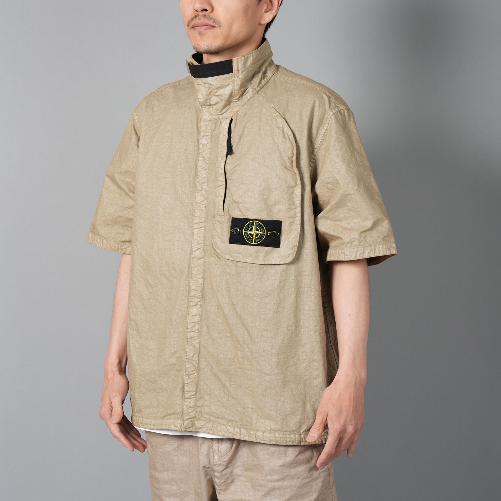 1200028 ORGANIC LOOK NYLON PANAMA-TC / 半袖シャツ [ガーメントダイ] (ビスケット)