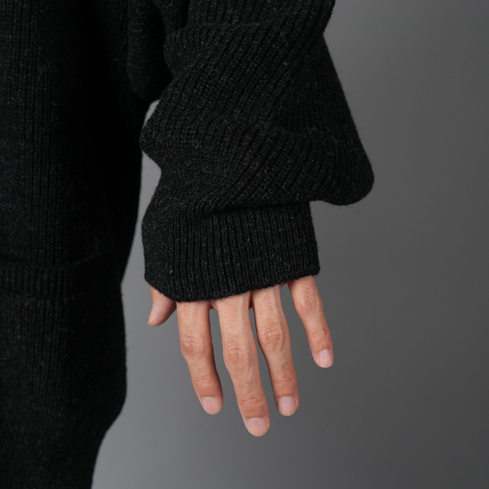 【ラスト1点】HOODED CARDIGAN / フーデッド カーディガン  (ブラック/ベージュ)