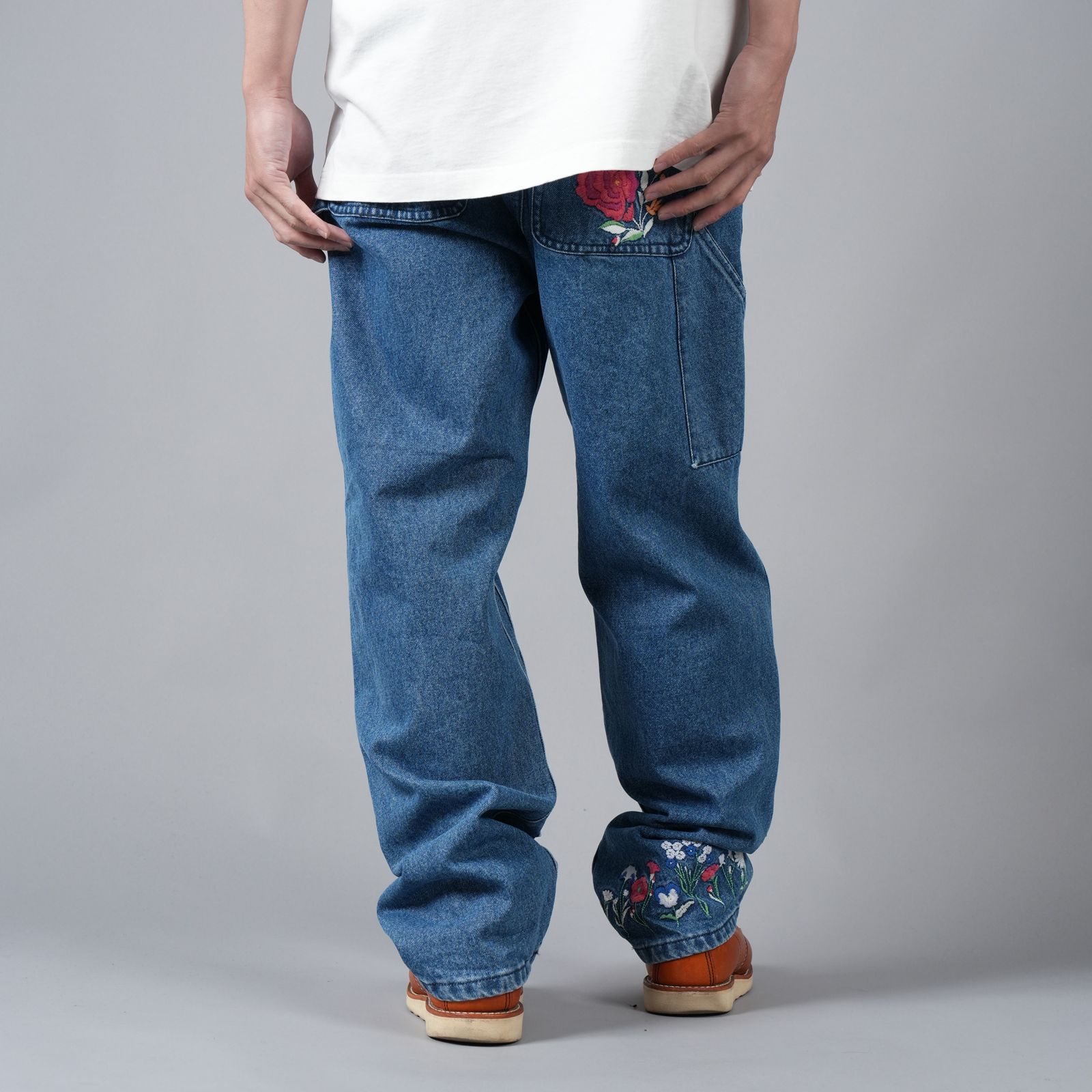 【ラスト1点】EMBRD CARPNTR DENIM PANT /  エンブロイダリー カーペンター デニムパンツ (ブルー)