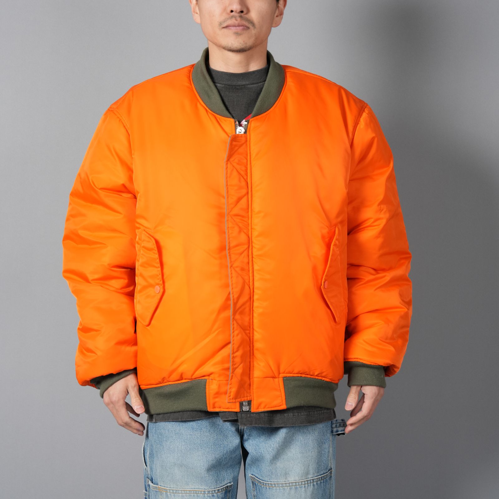 【ラスト1点】【コラボ】Basicks x F.M.C.D / Varsity Cotton Bomber Jacket / ヴァーシティジャケット・ボンバージャケット [リバーシブル](カーキ)