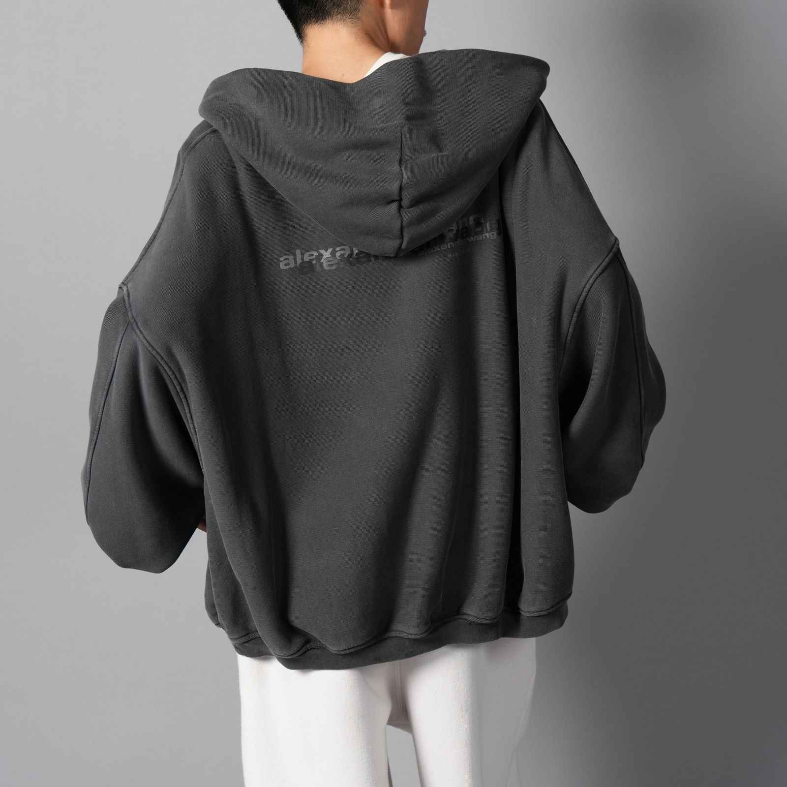 ZIP UP HOODIE W / GRAPHIC LOGO / ジップアップフーディー グラフィックロゴ / ジップアップパーカー (ウォッシュドブラック)