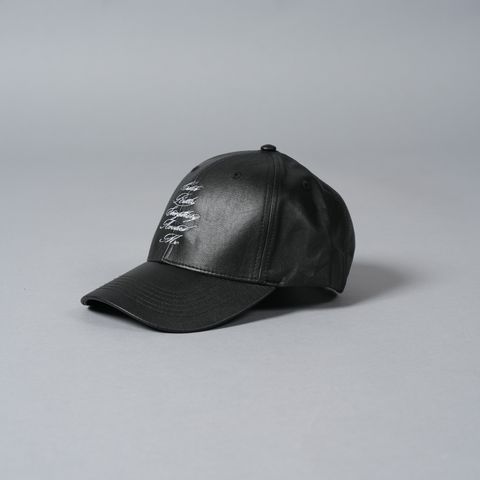 PU LEATHER BASEBALL CAP "C.R.E.A.M" / キャップ (ブラック)