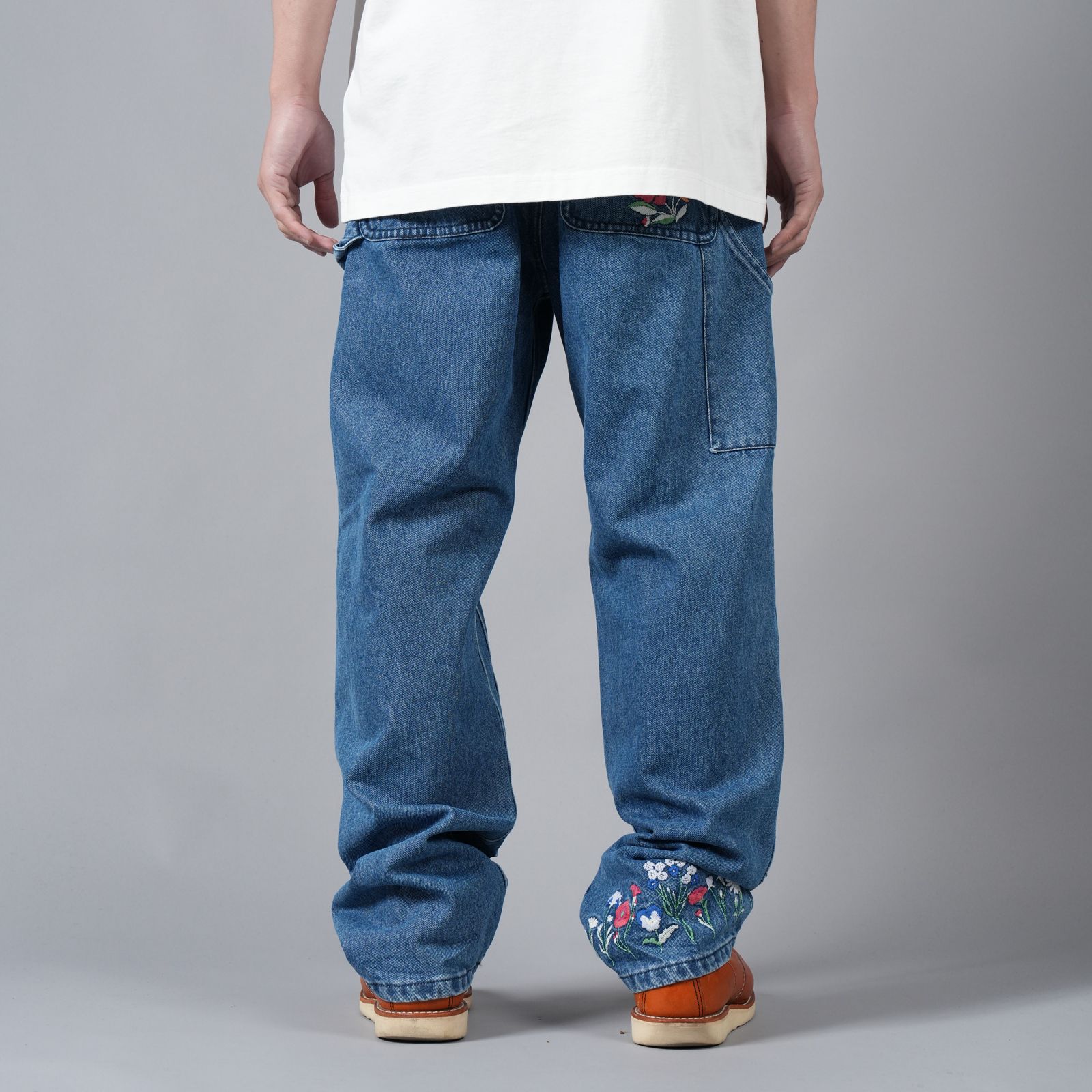 【ラスト1点】EMBRD CARPNTR DENIM PANT /  エンブロイダリー カーペンター デニムパンツ (ブルー)