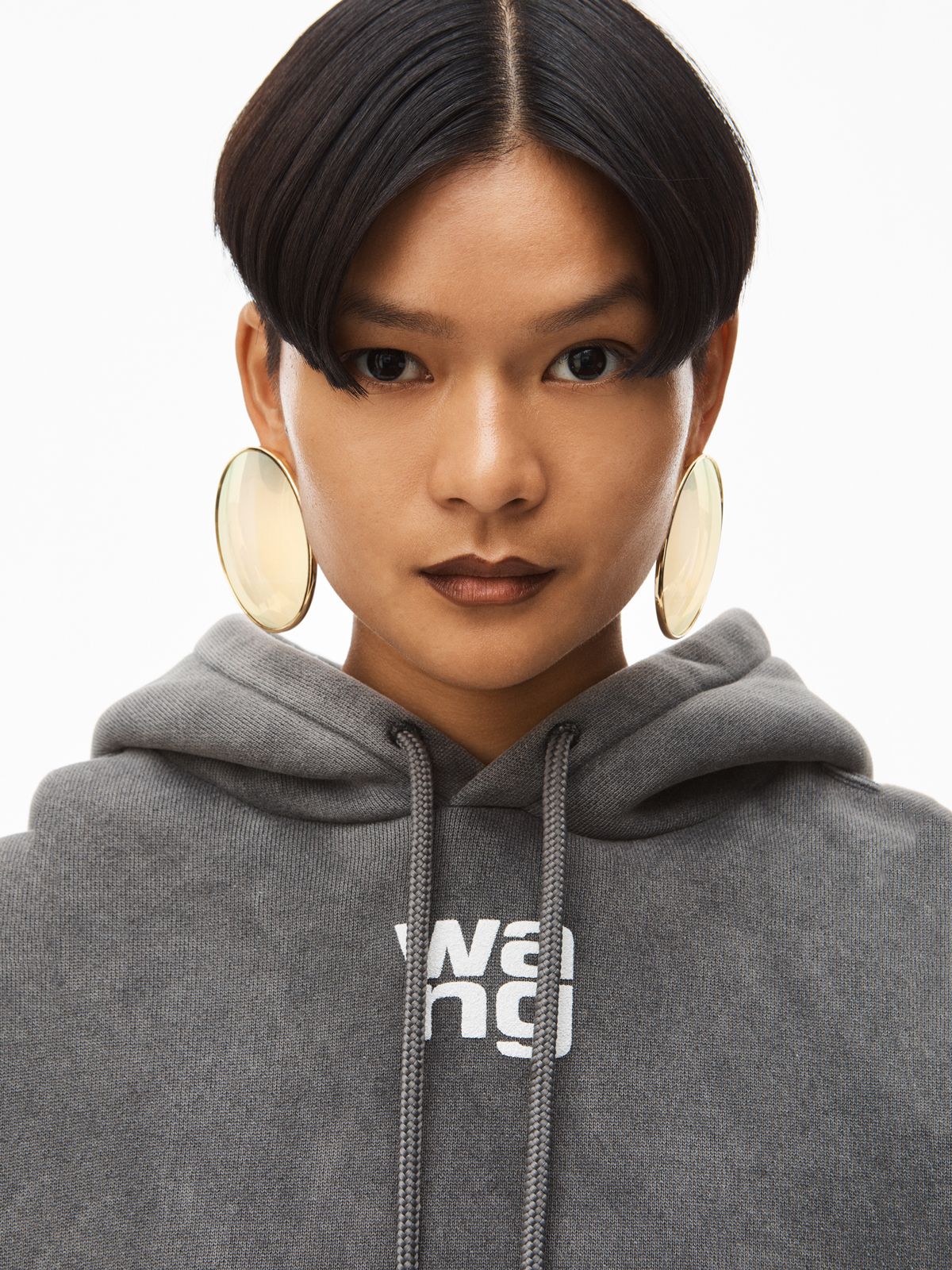 alexander wang - ESSENTIAL TERRY HOODIE WITH PUFF PAINT LOGO