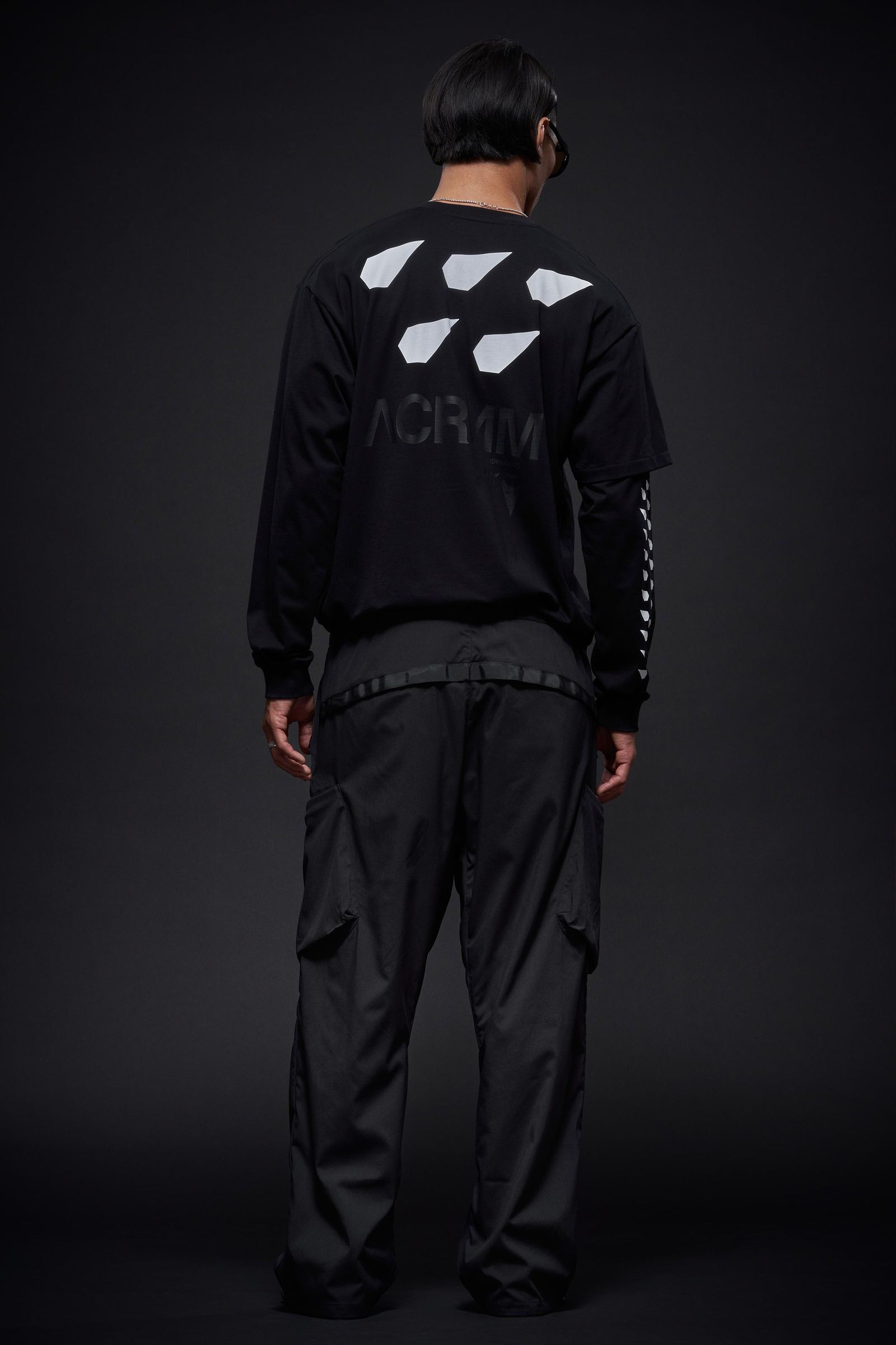 【ラスト1点】P55-M / Nylon Stretch Cargo Trouser / ナイロンストレッチ カーゴトラウザー / パンツ [ワイドフィット][ストレッチ入り] (ブラック)