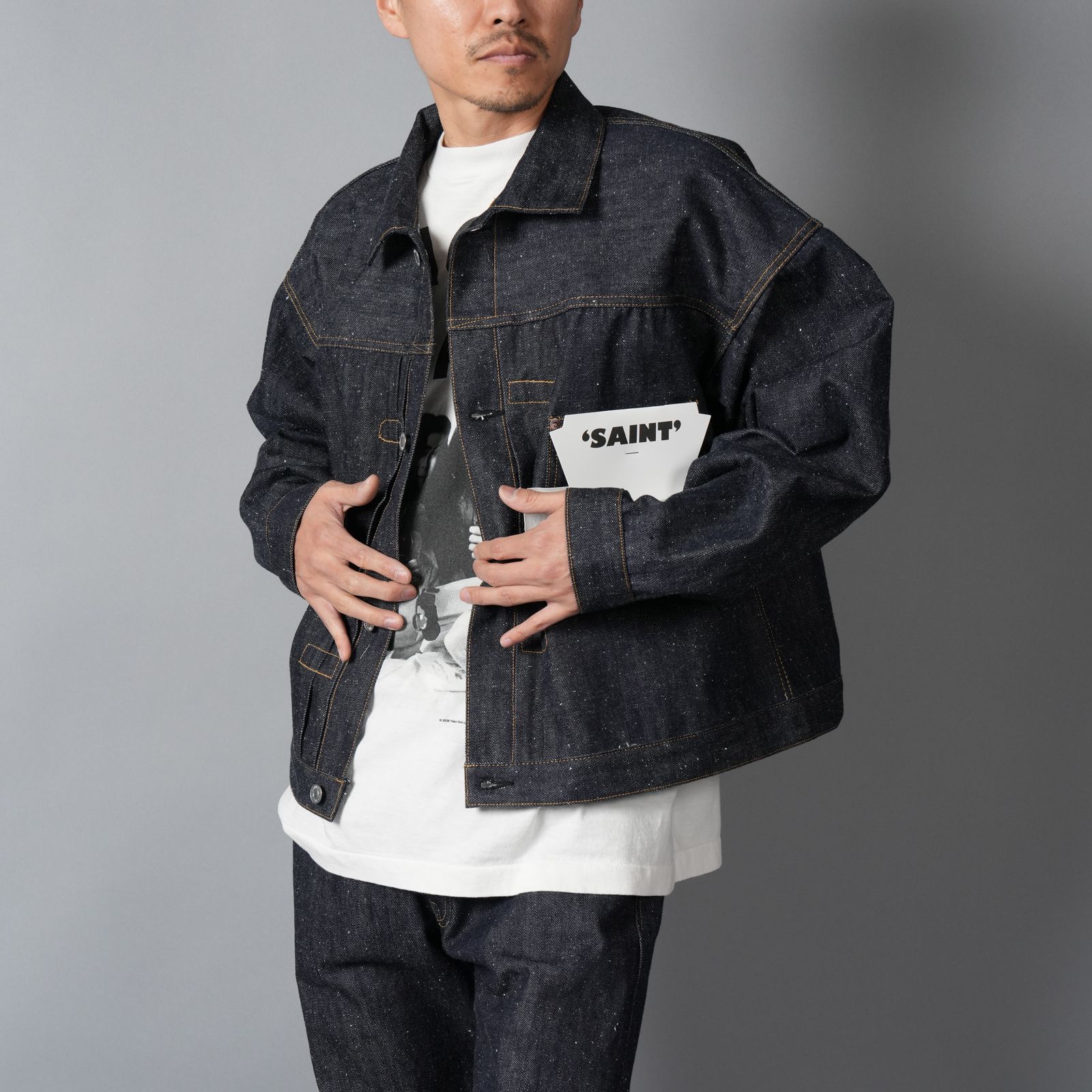 【残りわずか】【コラボ】SM-MK8-0000-C45 / BBJ_DENIM JACKET / REGID / BLUE / ベルベルジン デニムジャケット (リジッド)(ブルー)