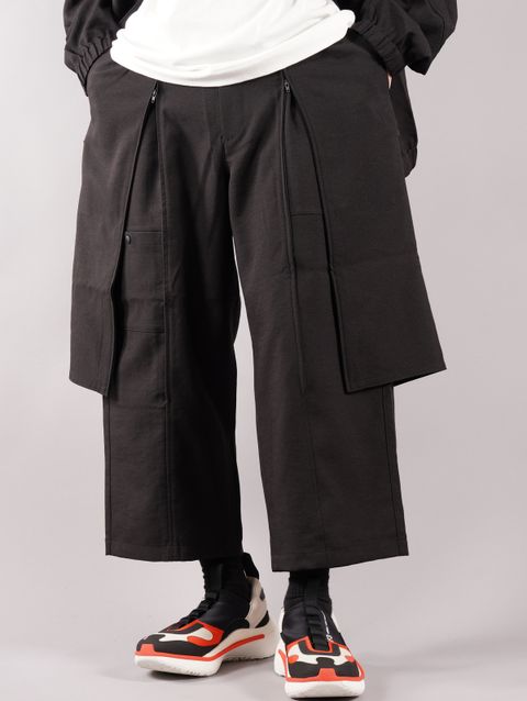 ラスト1点 / M CLASSIC SPORT UNIFORM CROPPED PANTS / メンズ クラシック スポーツ ユニフォーム クロップド パンツ (ブラック)