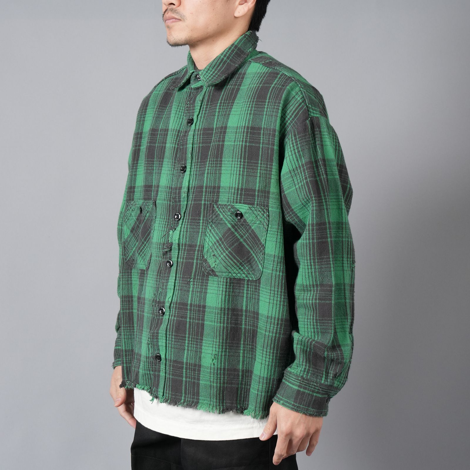 【ラスト1点】SM-YS8-0000-024 / FRNL CHECK SHIRTS / ネルシャツ (グリーン)
