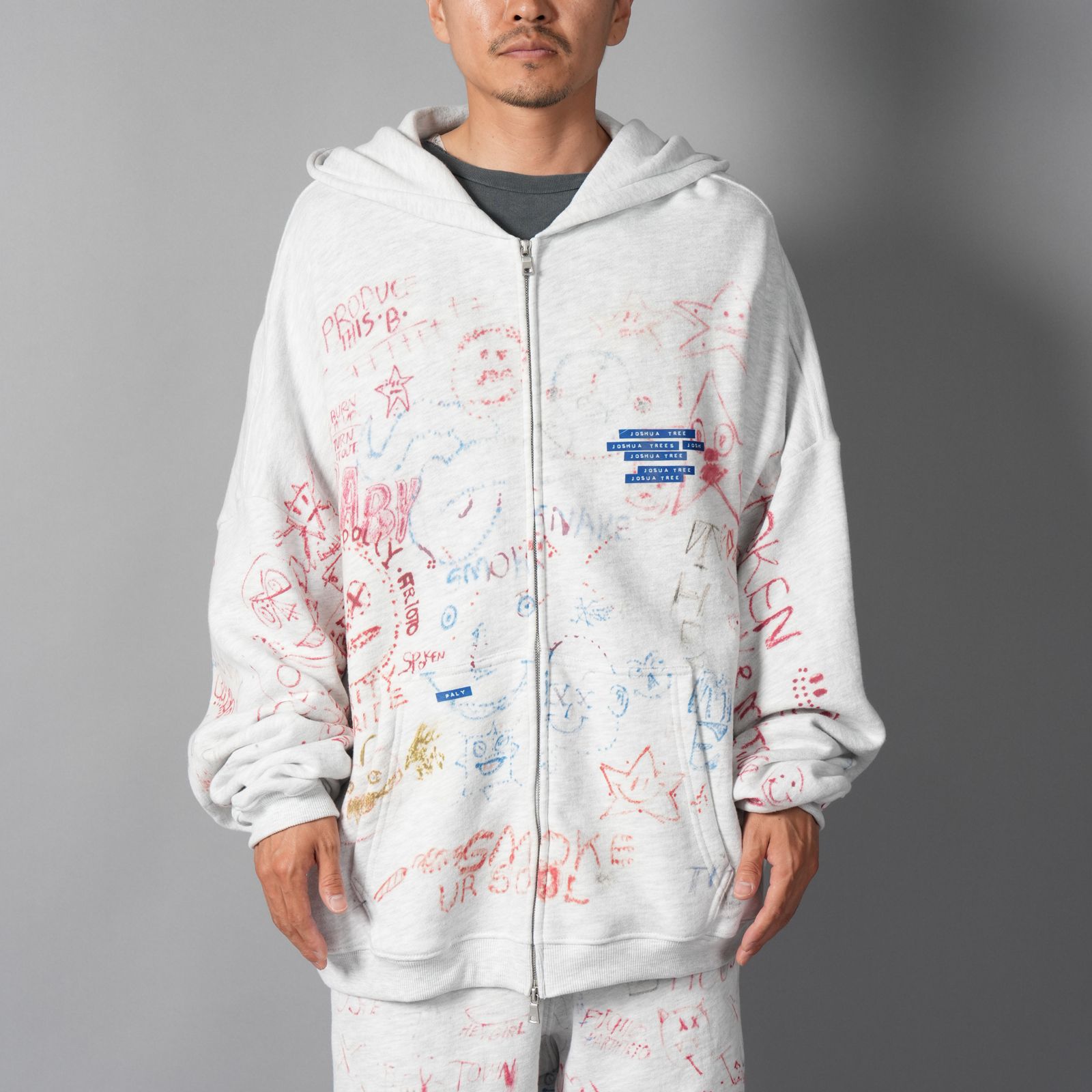【ラスト1点】JOSHUA TREE DOUBLE ZIP HOODIE / ジップアップフーディー・パーカー (グレー)