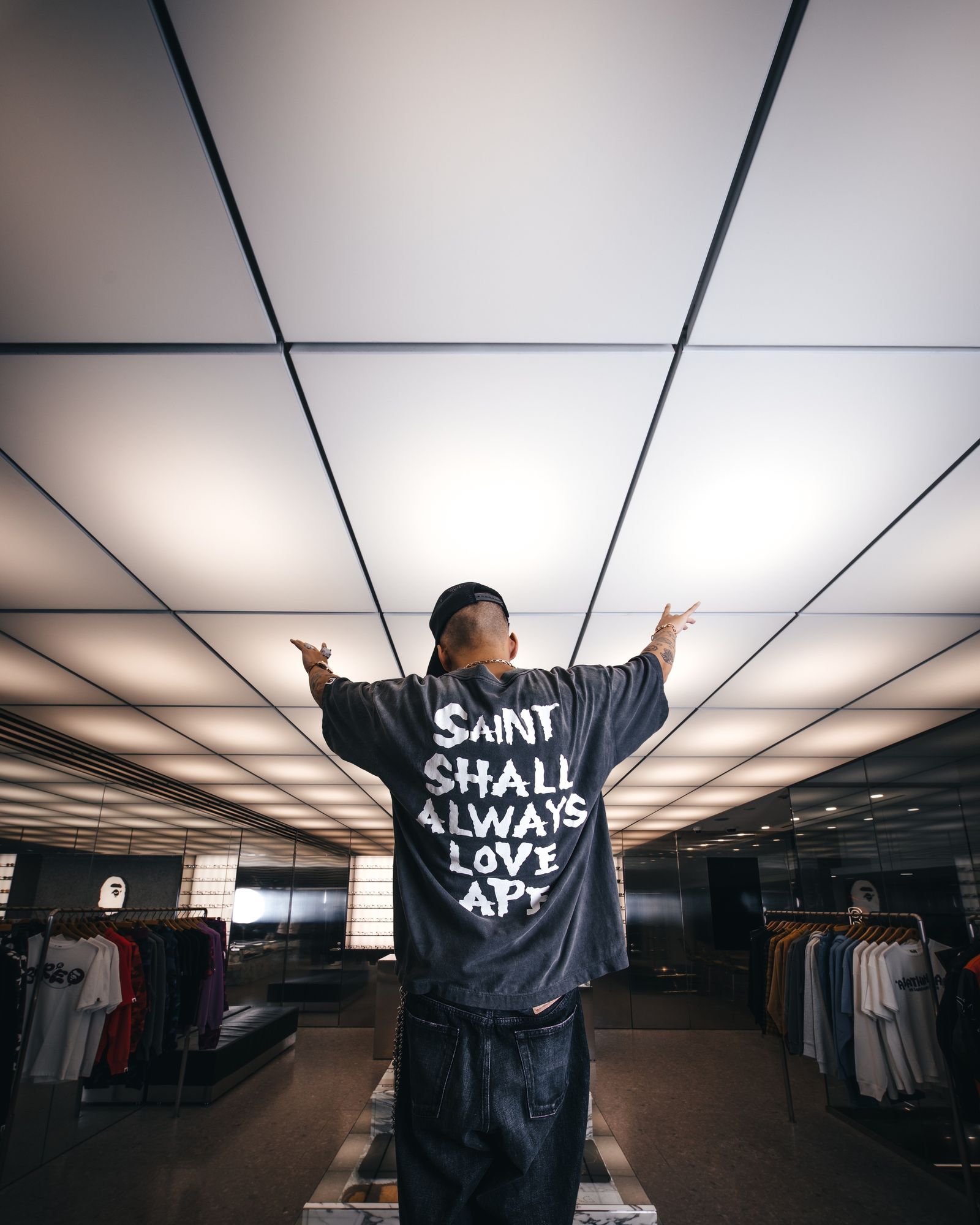 【コラボ】SM-MK8-0000-C49 / BAPE_SS T-SHIRT / ALWAYS LOVE / BK / Tシャツ (ブラック)