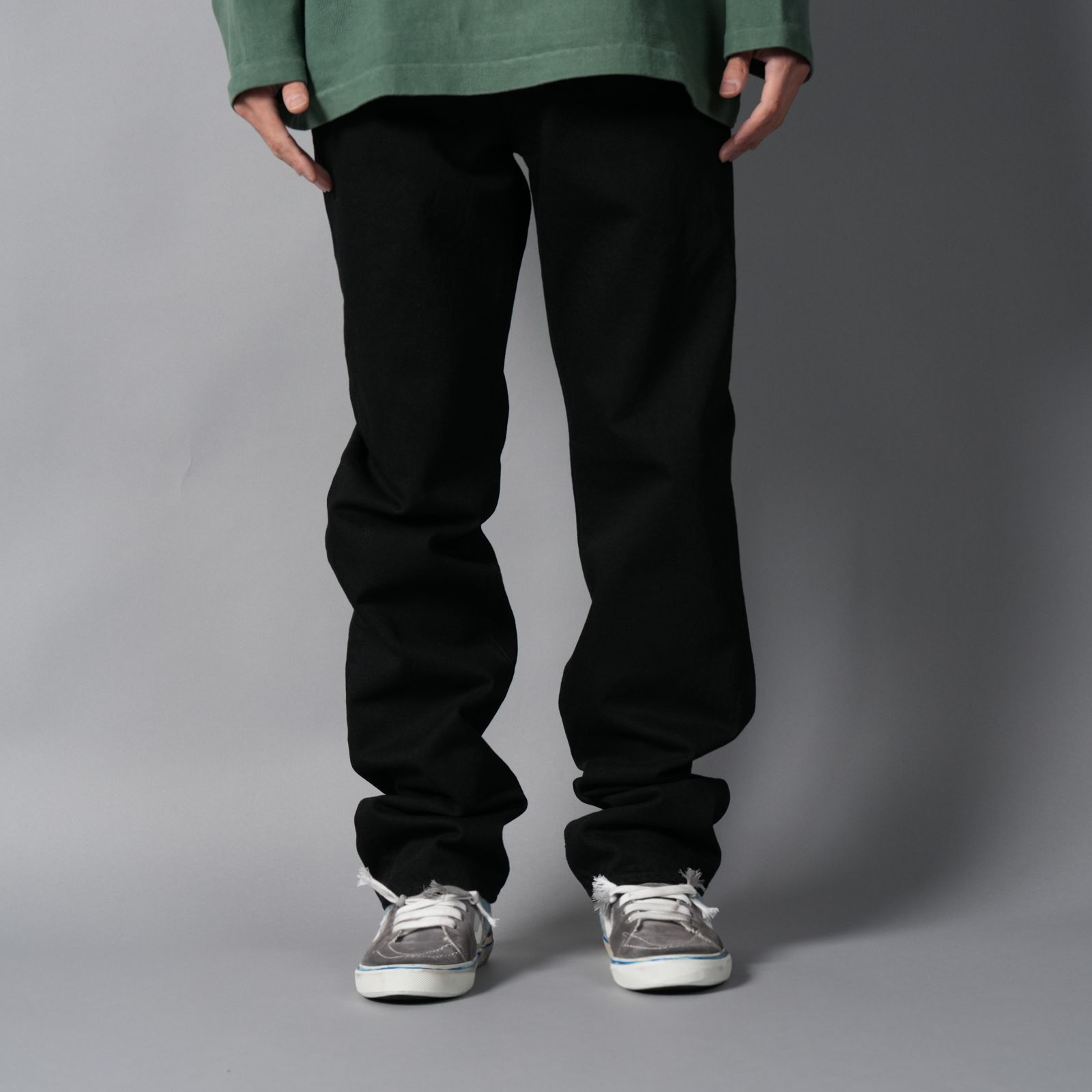 【残りわずか】SM-MK8-0000-077 / BLACK DENIM PANTS / STRAIGHT/ デニムパンツ (ブラック)