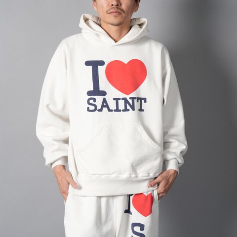 【残りわずか】SM-MK8-0000-058 / HOODIE / I LOVE SAINT / WHITE / パーカー・フーディー (ホワイト)