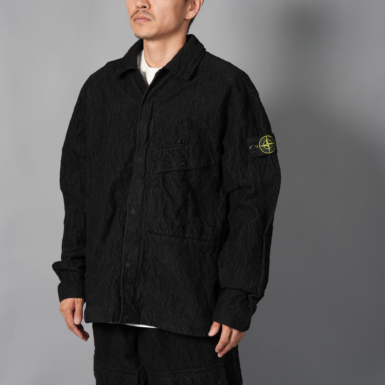 1200020 / WRINKLED CORDUROY 500-TC / オーバーシャツ・コーデュロイシャツ (ブラック)