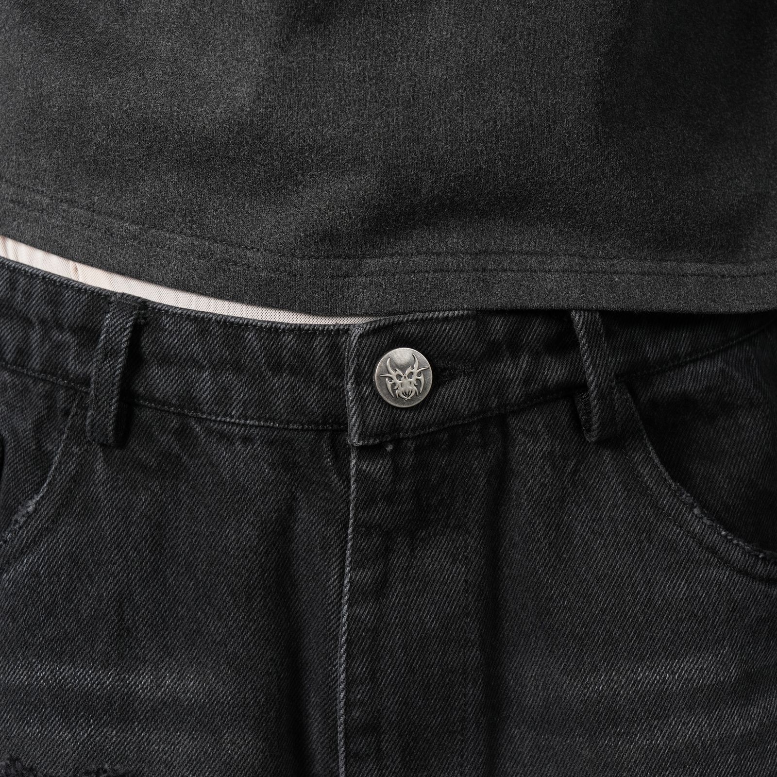 Tribal Denim Five-pocket Shorts / トライバル デニム ファイブポケット ショーツ (ブラック)