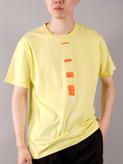 【ラスト1点】COTTON JERSEY 30/1,'OFFSET' PRINT,GARMENT DYED / プリント Tシャツ / イエロー / ガーメントダイ [72152NS90]
