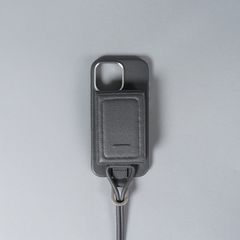 【再入荷】レザーストラップ付iPhoneアクセサリー - ウォレット (グレー)