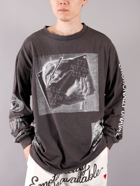 ラスト1点 / LS HAND T / ロングスリーブ ハンドTシャツ (ブラック)