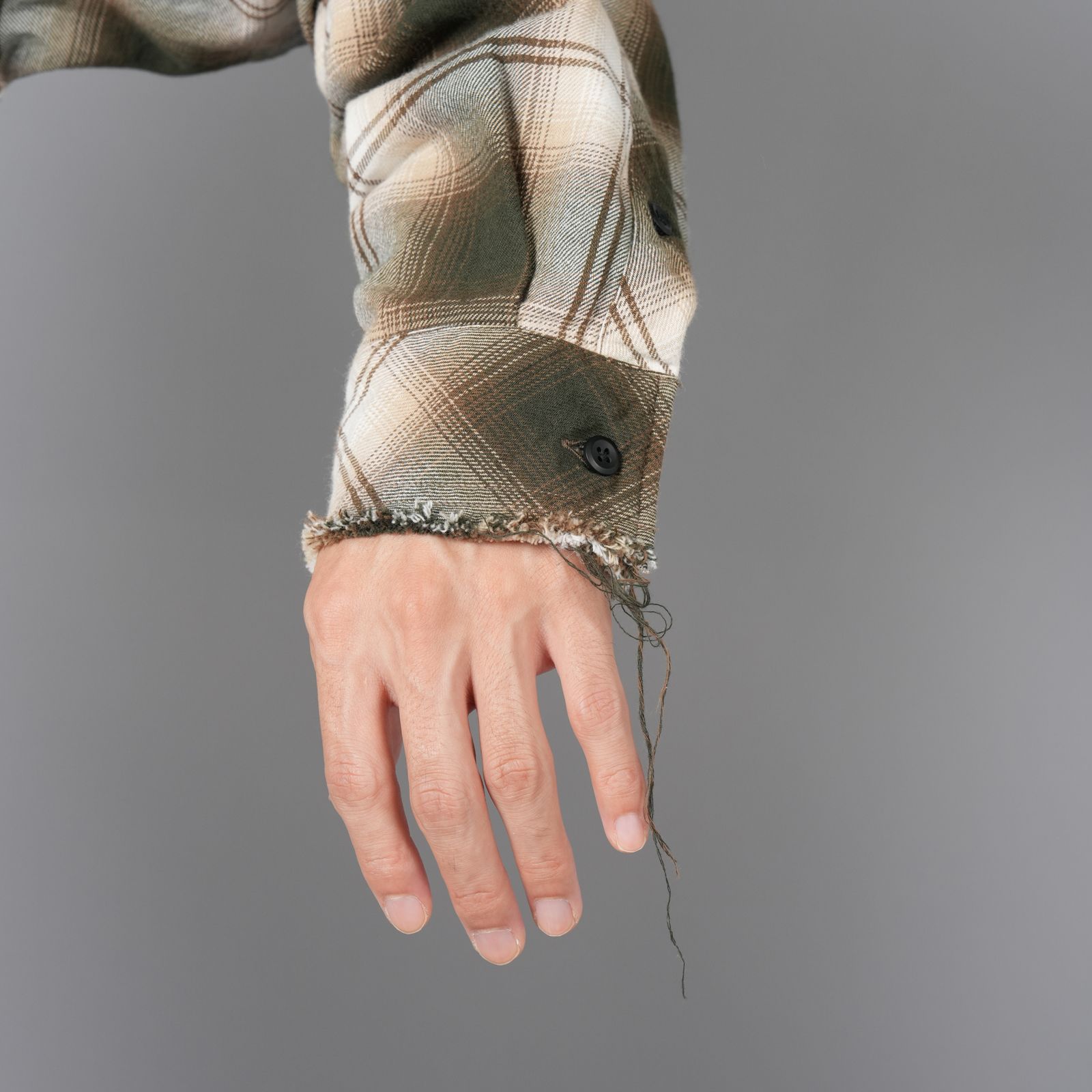 【残りわずか】Antiqued shirt / アンティークシャツ / ネルシャツ [ダメージ加工] (ブラウン)