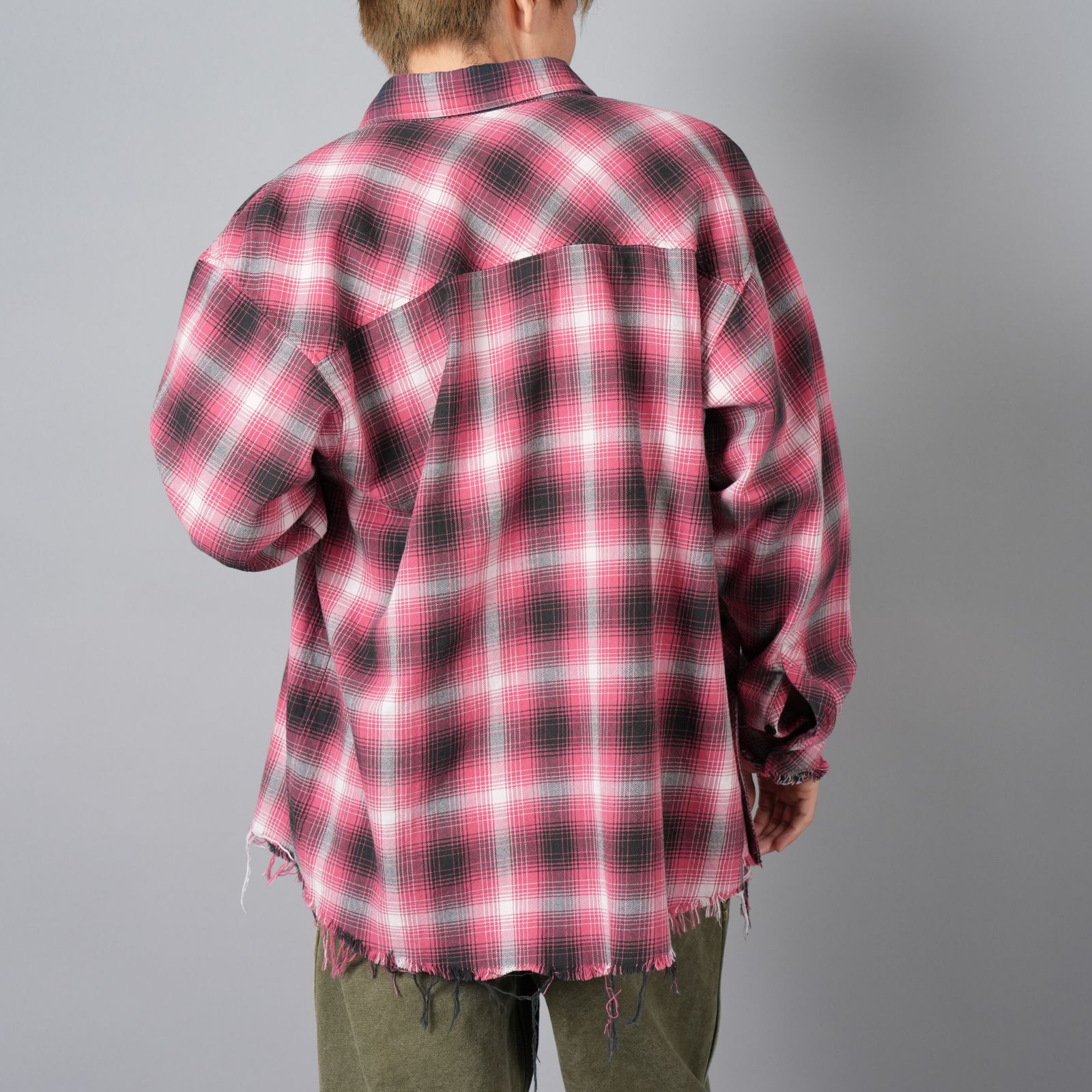 【ラスト1点】Antiqued shirt / アンティークシャツ / ネルシャツ [ダメージ加工] (レッド)