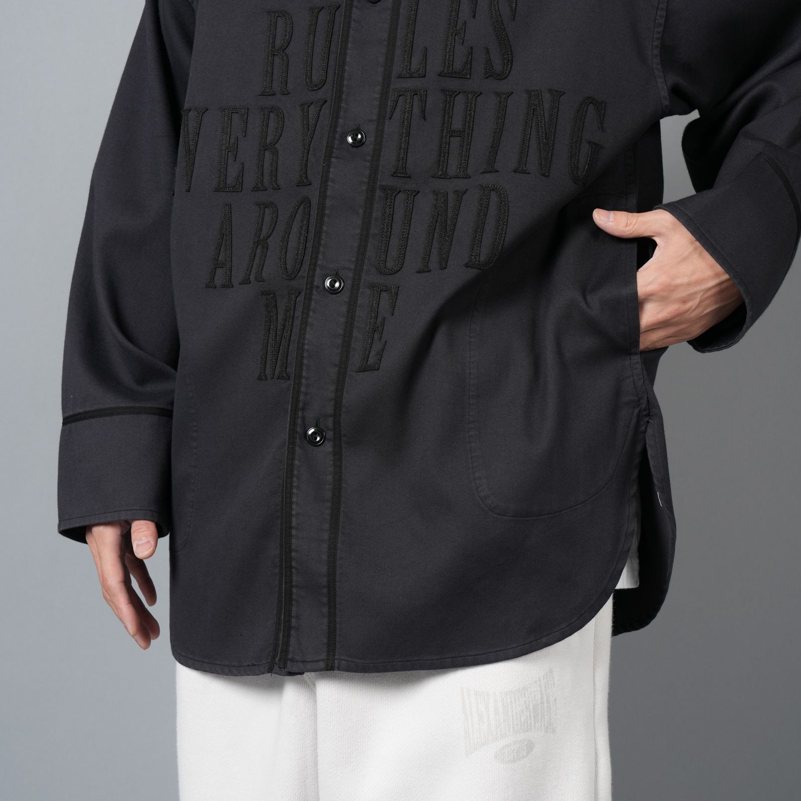 【ラスト1点】BASEBALL SHIRTS "C.R.E.A.M" (L/S) / ベースボールシャツ (ブラック)