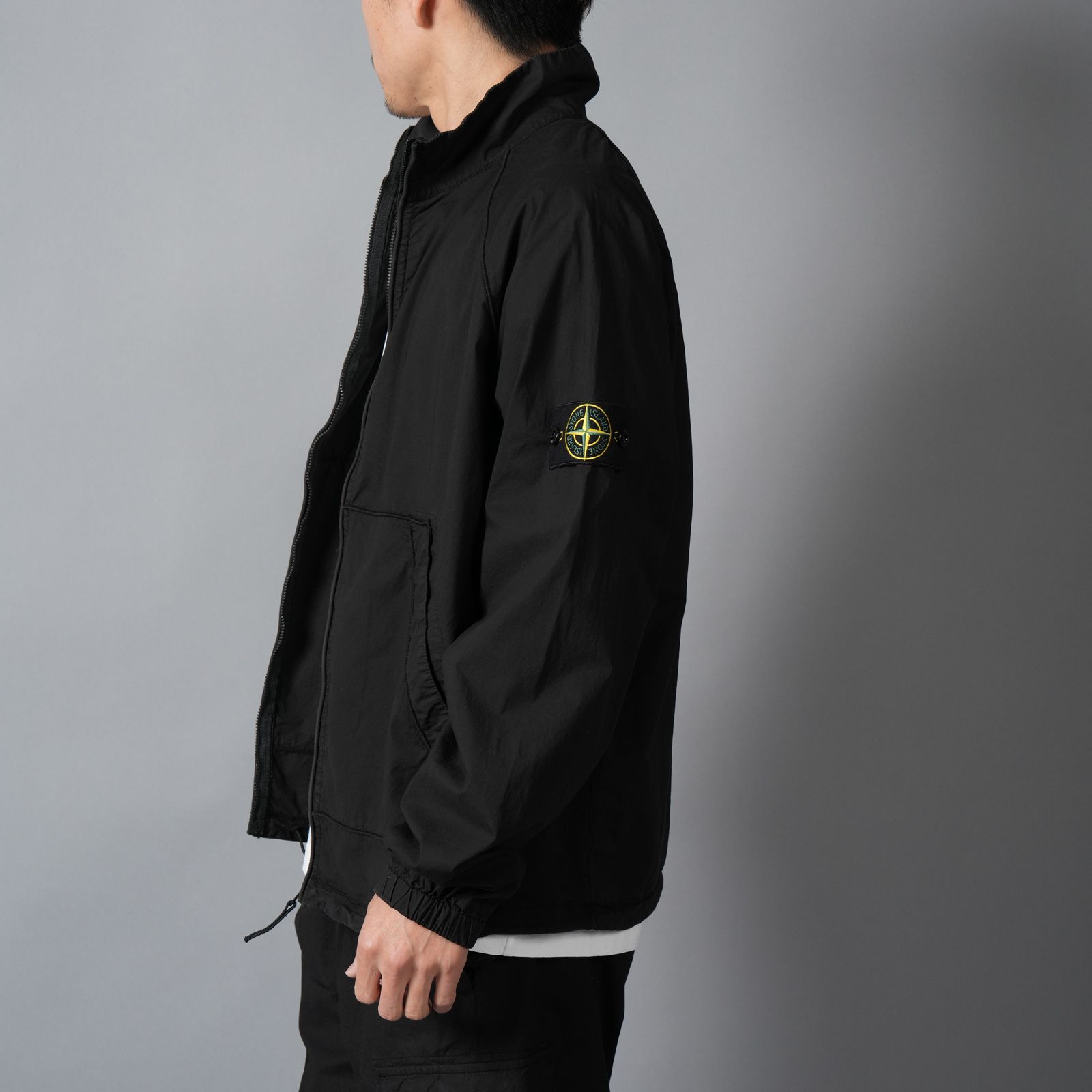 6100044 STRETCH COTTON TELA 'PARACADUTE' / トラックジャケット (ブラック)