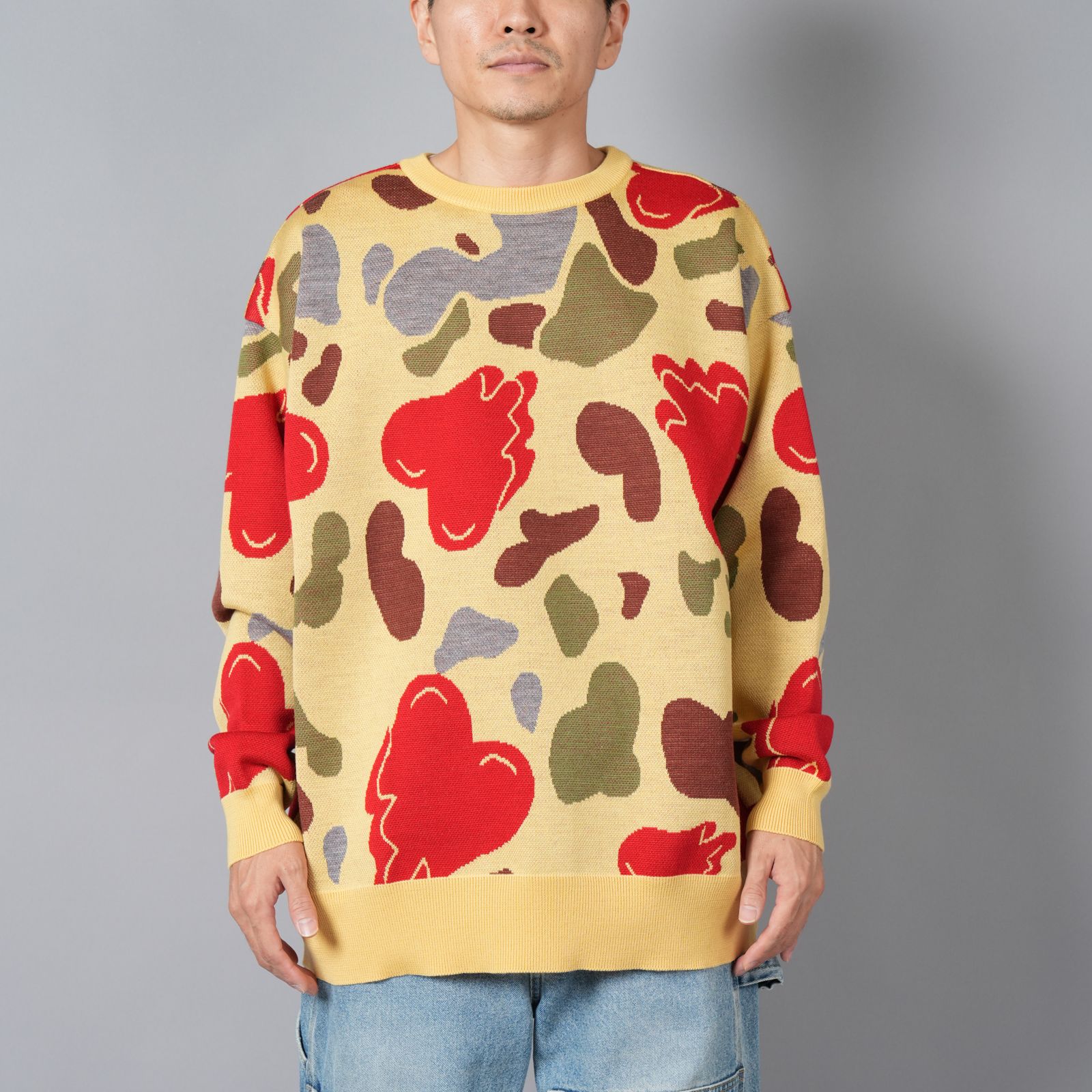 【ラスト1点】HEART CAMO KNIT / ハートカモニット (ベージュ)