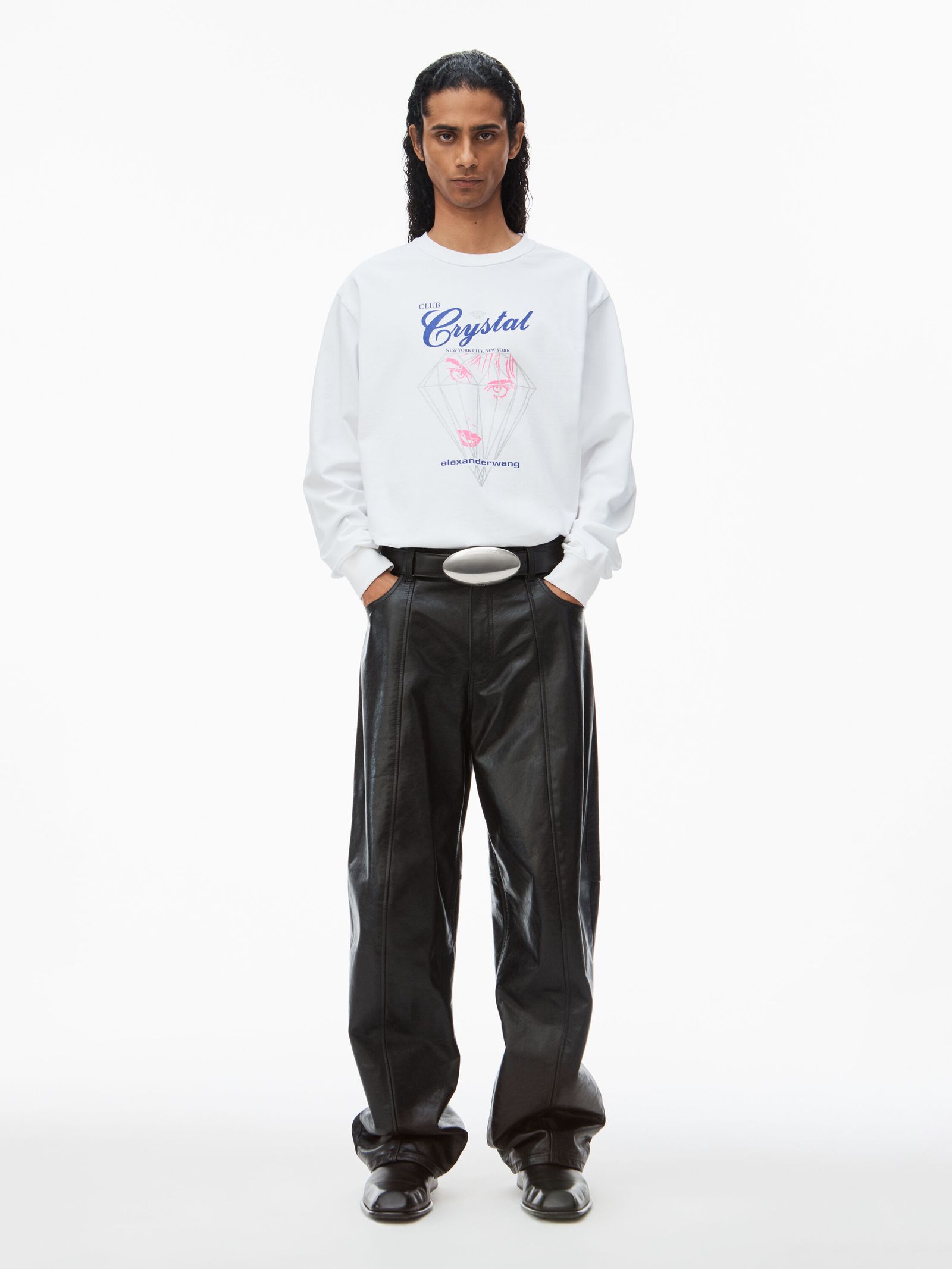 alexander wang - 【残りわずか】 LONG SLEEVE TEE WITH CLUB CRYSTAL