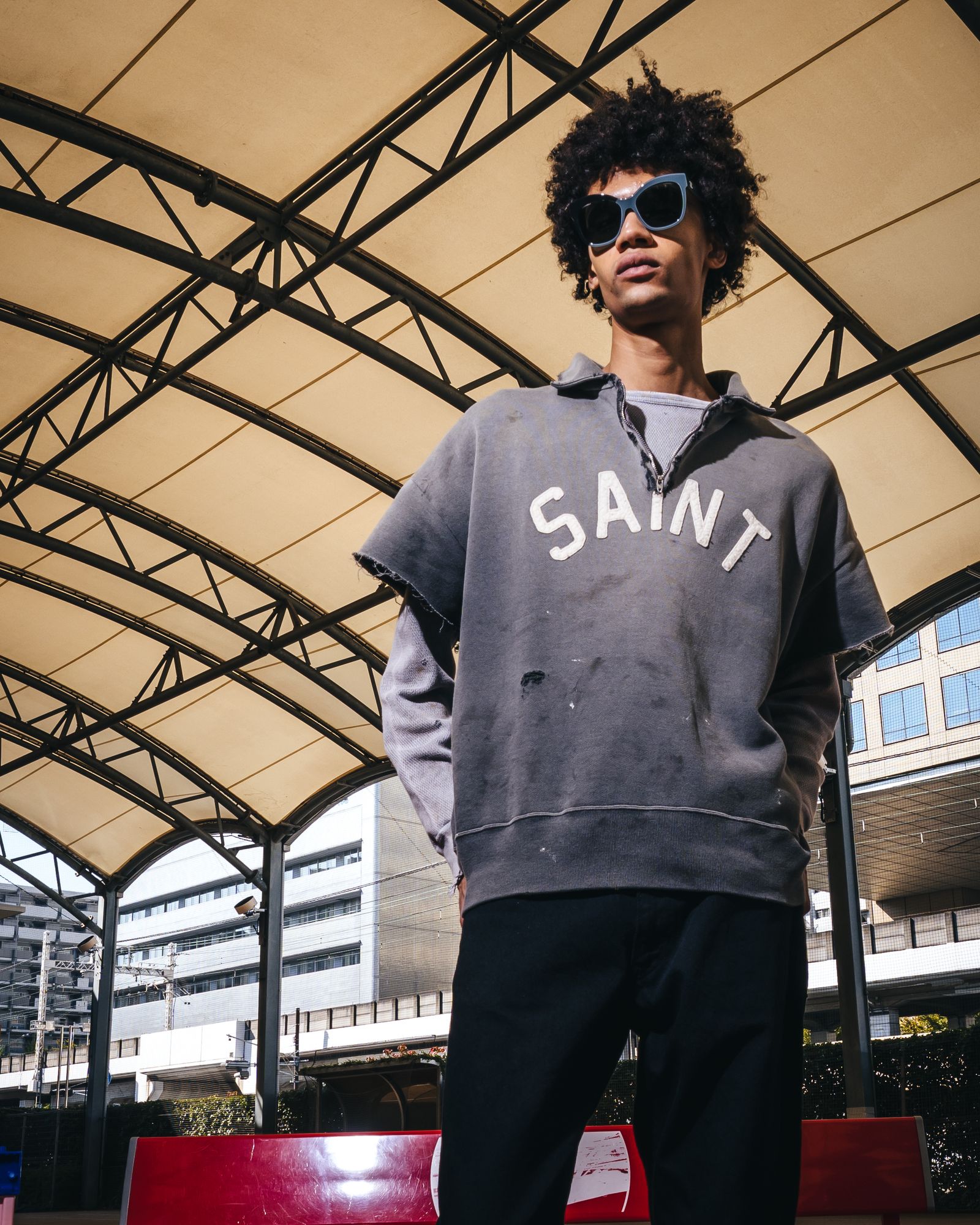SM-MK8-0000-052 / SS HALF ZIP SWEAT / SAINT / CHARCOAL / ハーフジップスウェット(チャコール)