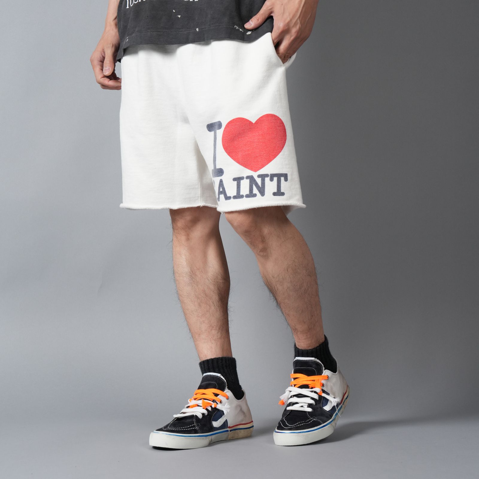SM-MK8-0000-067 / SWEAT SHORTS / I LOVE SAINT / WHT / スウェットショーツ (ホワイト)