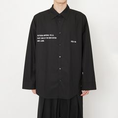【YASUHIRO ISHIMOTO】WOEVEN KIMONO SLEEVE PRINT SHIRTS / キモノ スリーブ プリントシャツ(ブラック)