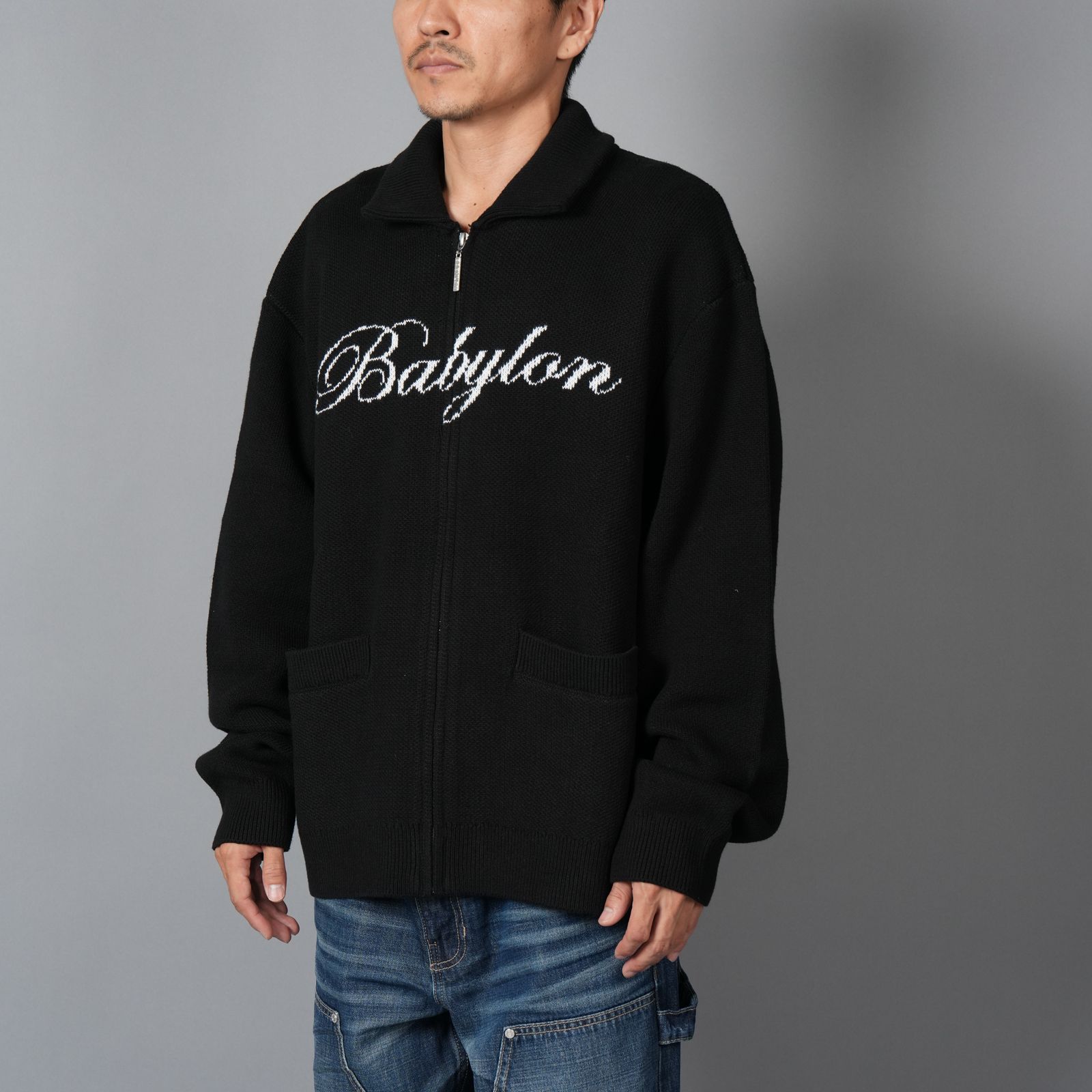 ZIP CARDIGAN / ジップカーディガン  (ブラック)
