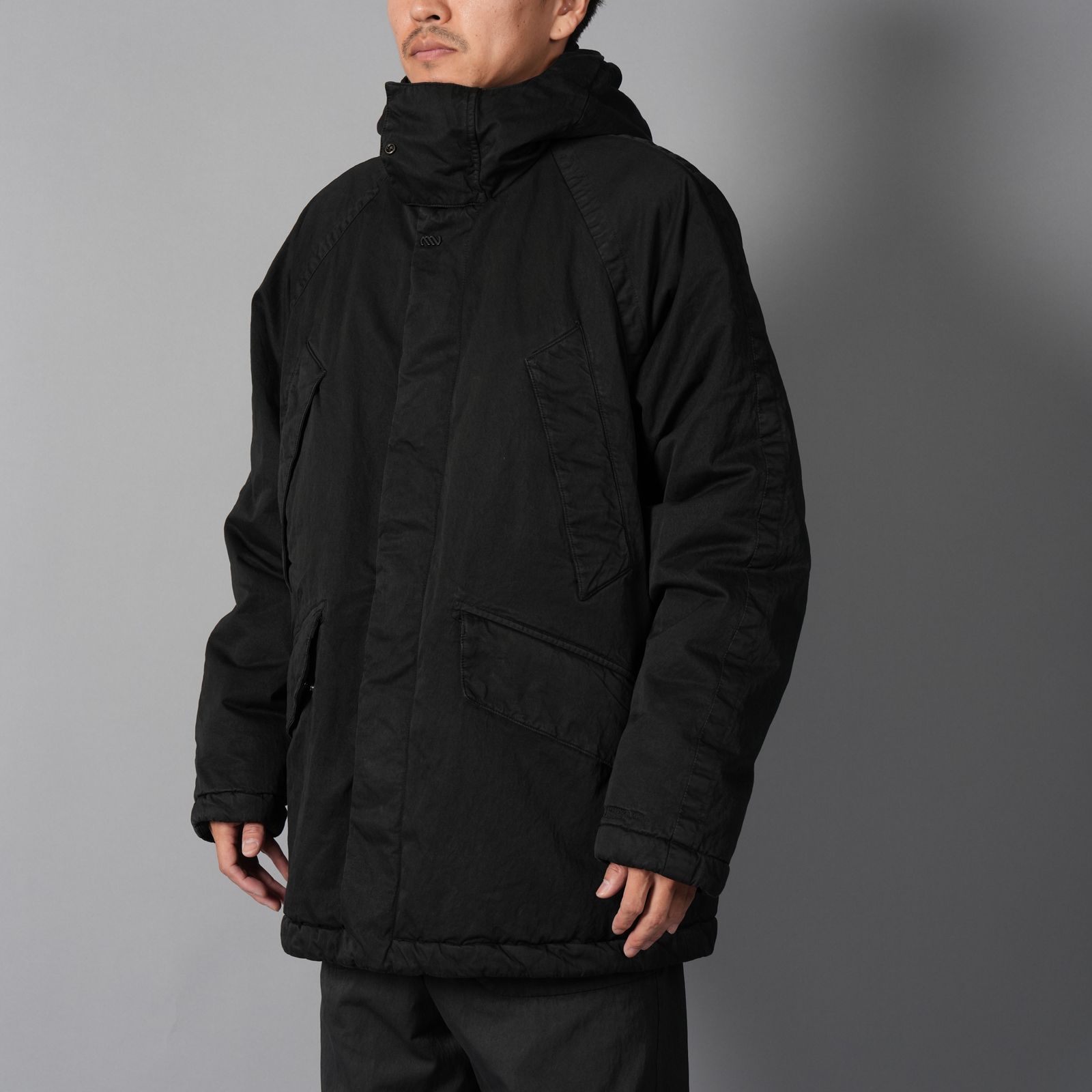 OUTERWEAR MEDIUM JACKET IN GABARDINE CO/NY / ミディアムジャケット (ブラック)